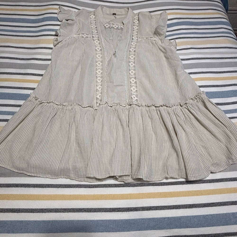 Free People Ivory and Black Striped Top